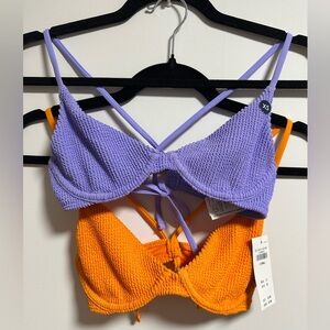 Hollister Bikini Set Purple and Orange Textured